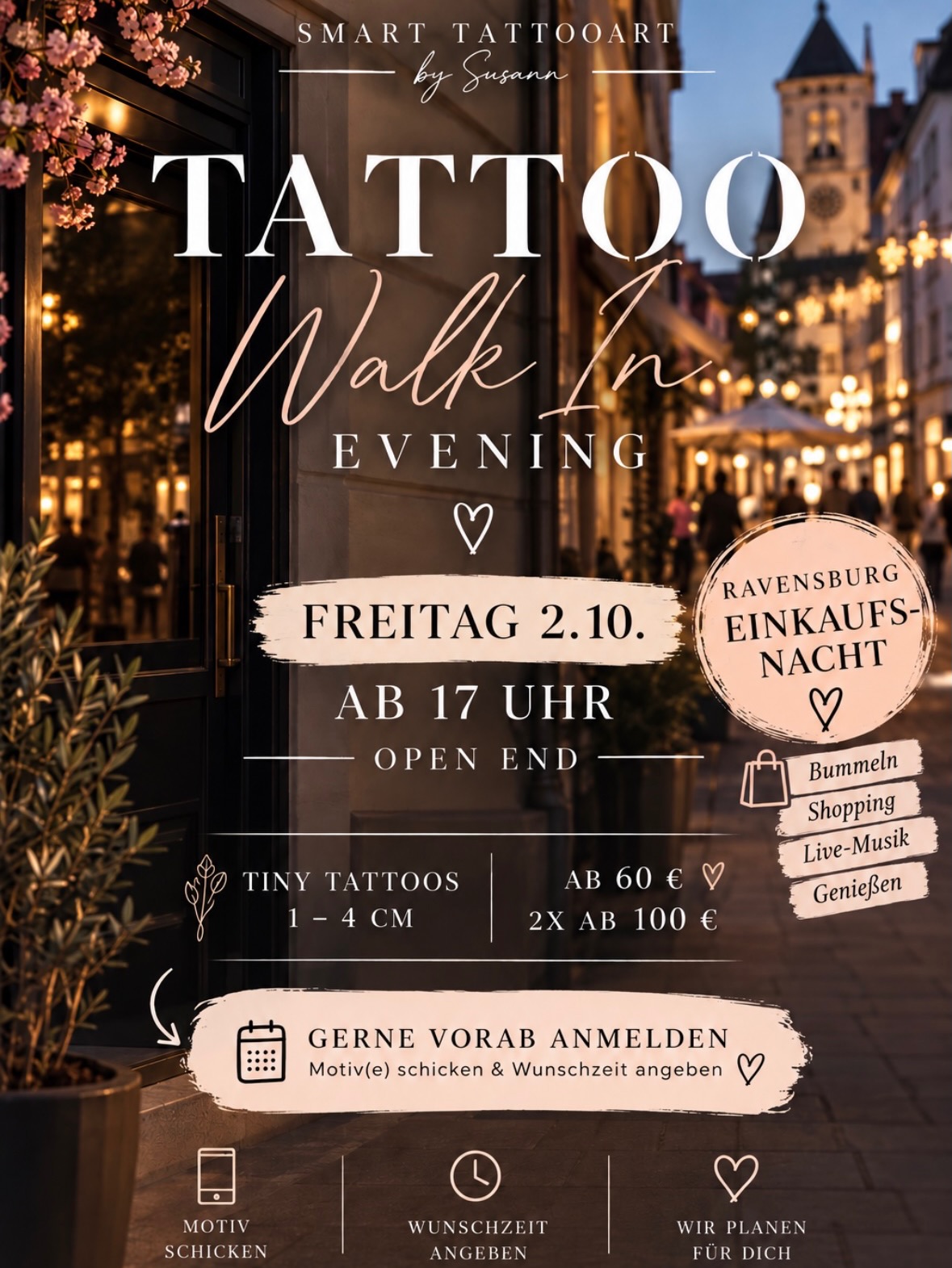 ✨ WALK-IN EVENING × EINKAUFSNACHT RAVENSBURG ✨

Weil beim letzten Walk-In Evening so unglaublich viel los war,